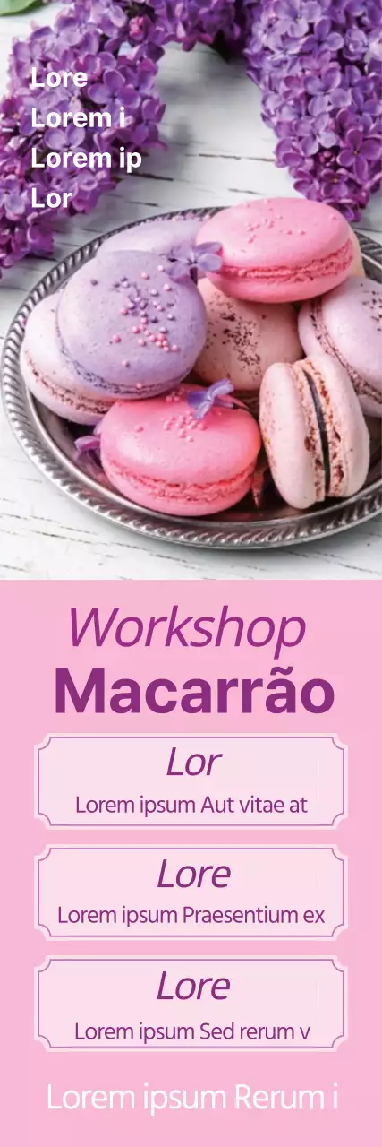 Promova a sua aula de um dia sobre macarons, destacando a sua fotografia cor-de-rosa