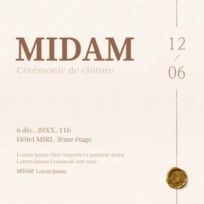 Invitation à la cérémonie de clôture en ivoire ivoire et marron