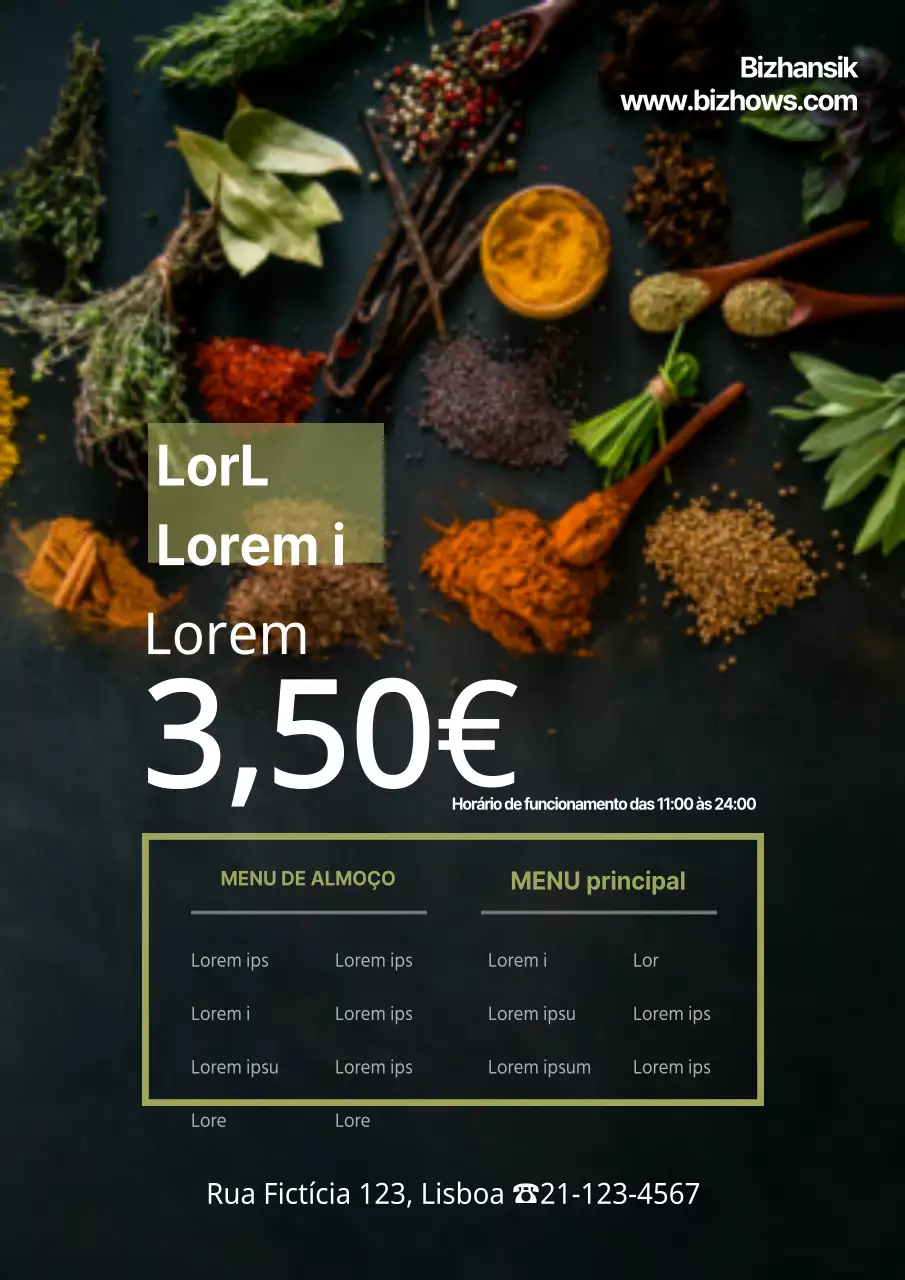 Menu de desconto de celebração de abertura com fotografias de massagens a preto e verde