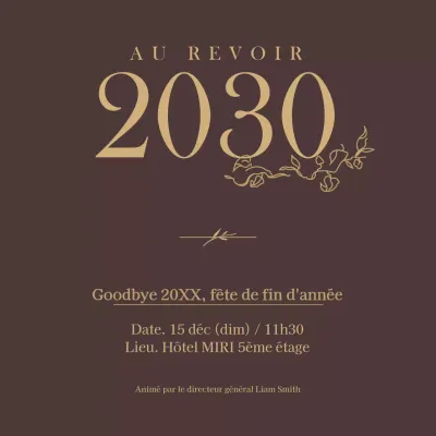 Invitation à la fête de fin d'année marron et ocre avec un concept simple