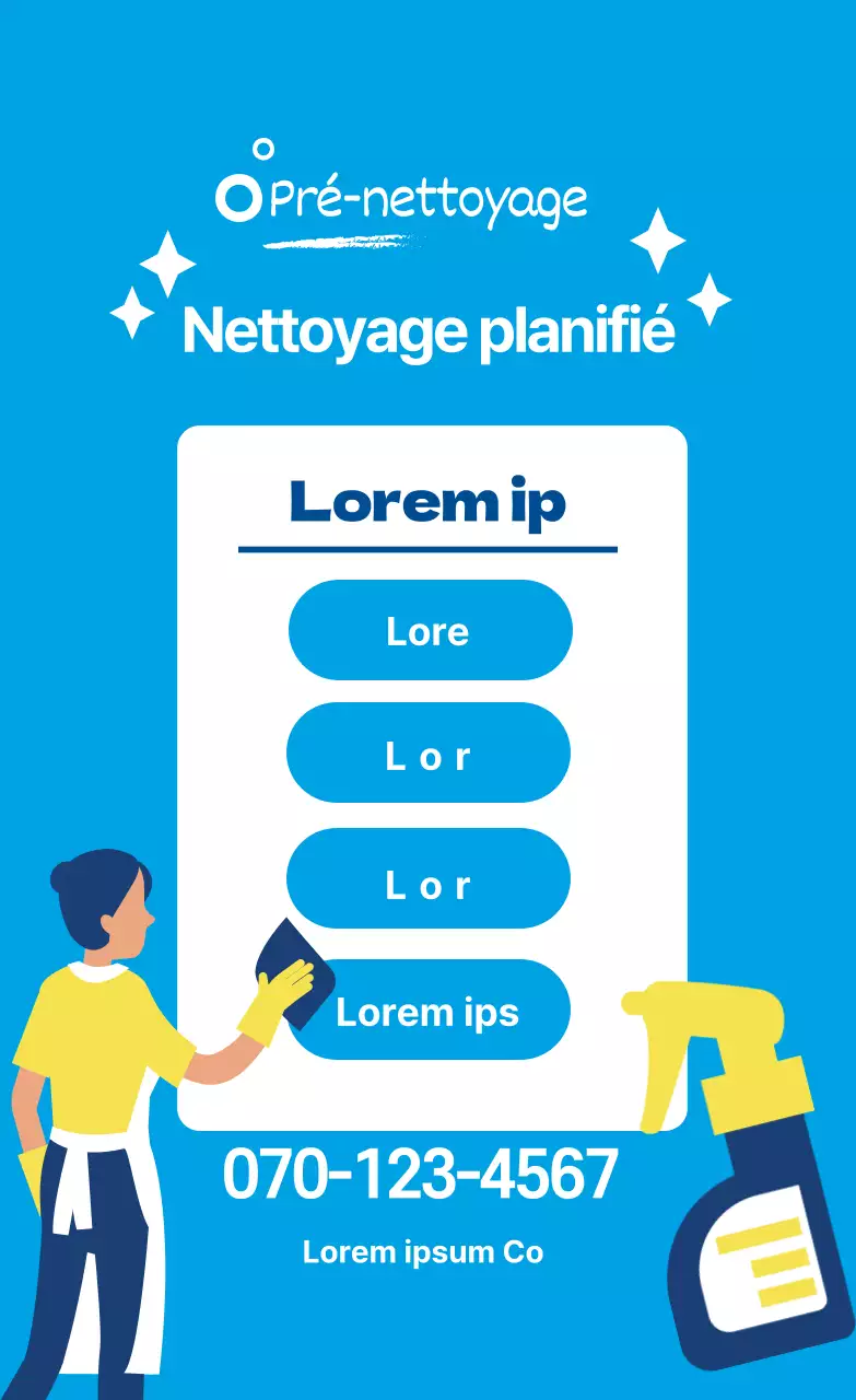 Faites la promotion de votre service de nettoyage à domicile avec une photo d'illustration bleue