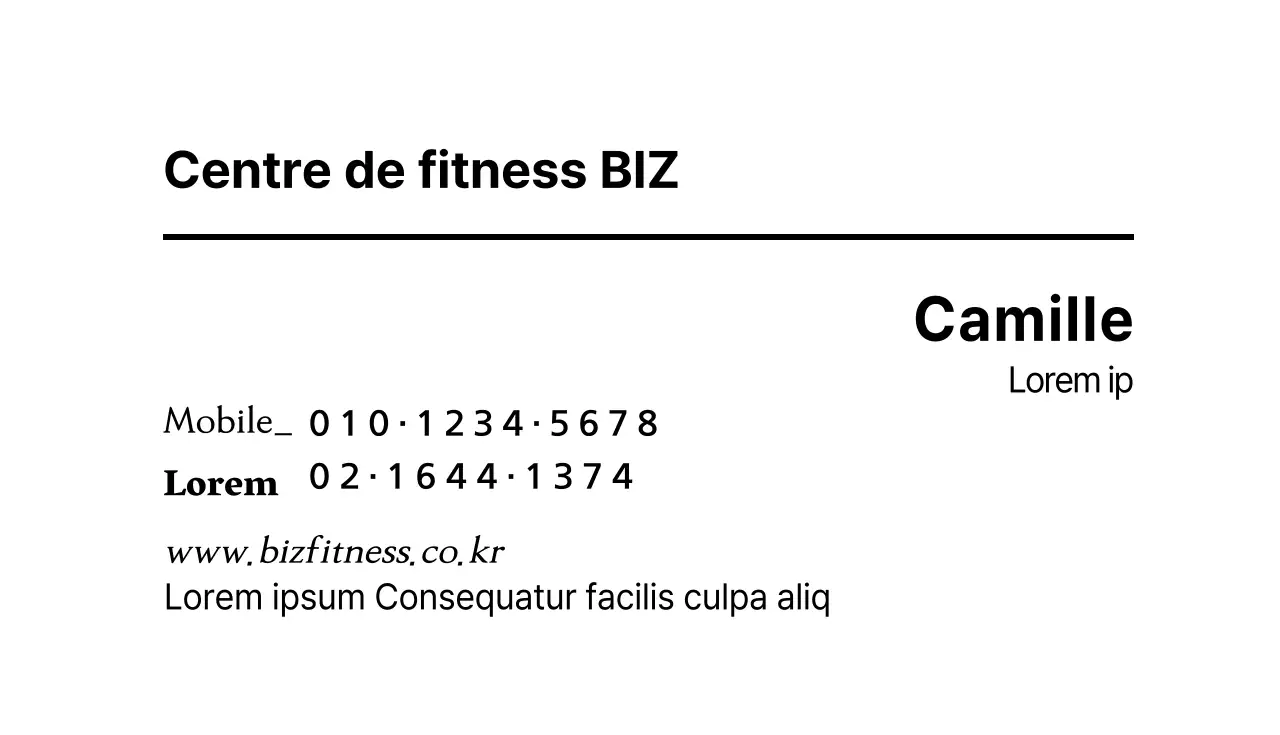 Carte de visite d'un entraîneur de fitness