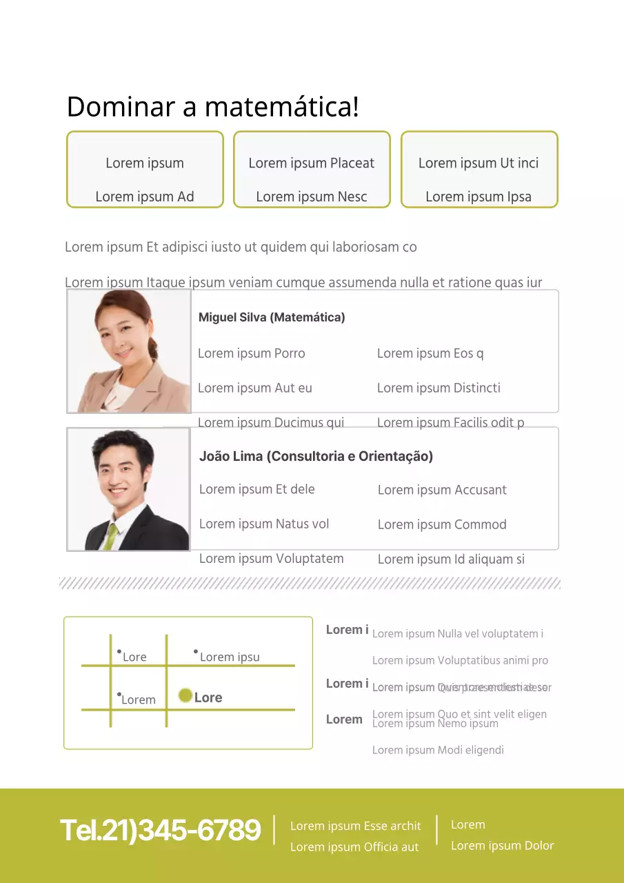 Promoção simples da escola com uma fotografia do tutor a verde