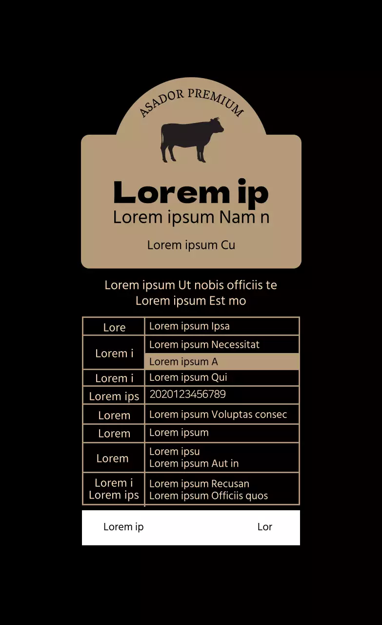 Etiqueta beige ilustrada de carne de vacuno coreana