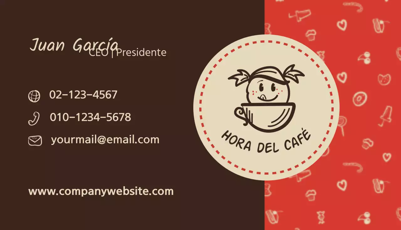 Tarjetas de visita de cafetería