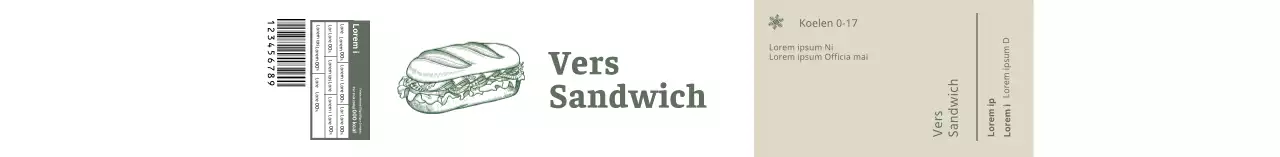 Groene illustratie retro voedsel sandwich detail verpakking