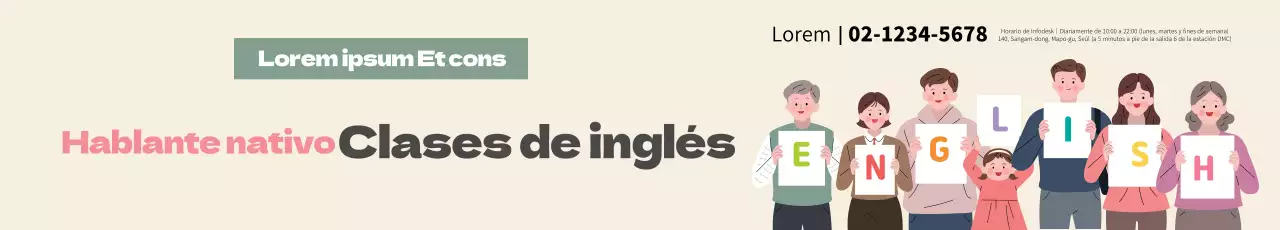 Ilustración rosa pulcra promoción escuela inglesa