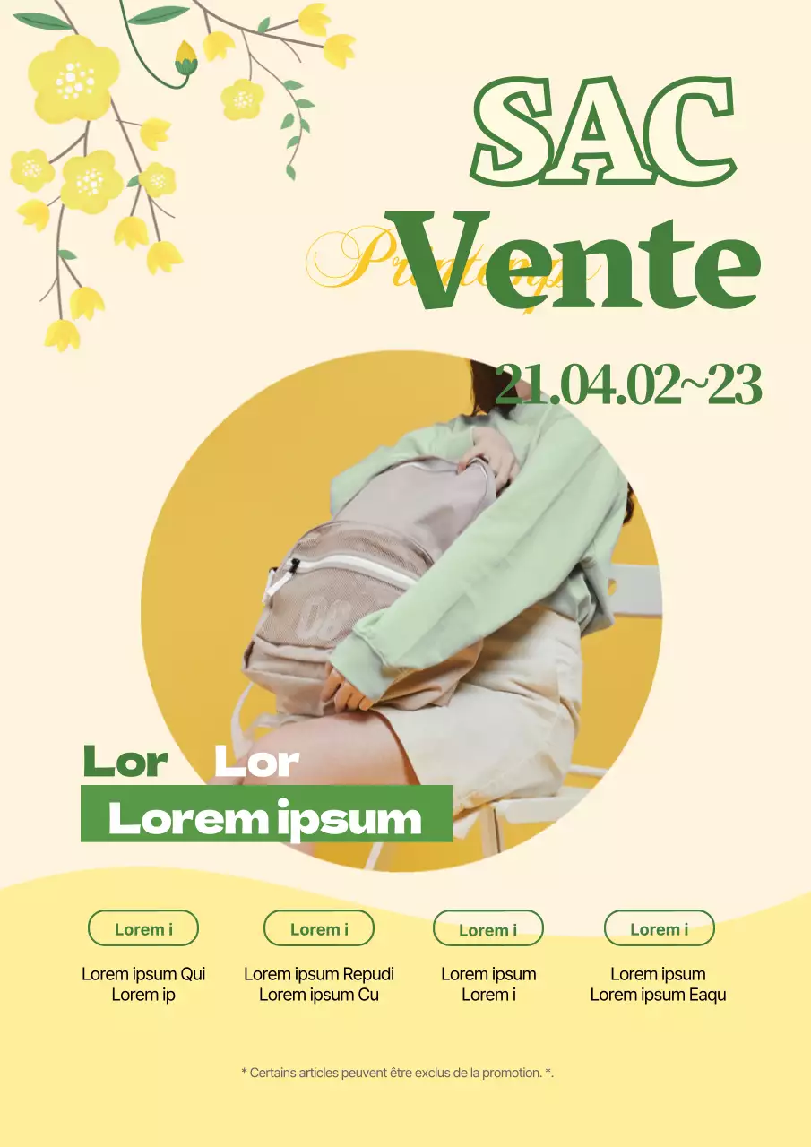 Yellow Green Photo Highlight Neat Spring Bags Promouvoir une vente événementielle