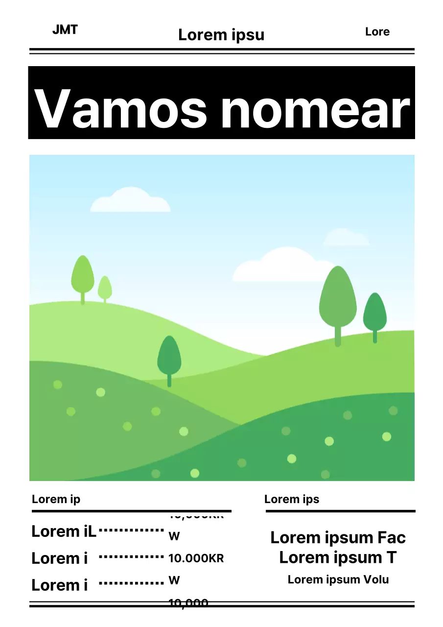 Maquete de um quadro de menu simples
