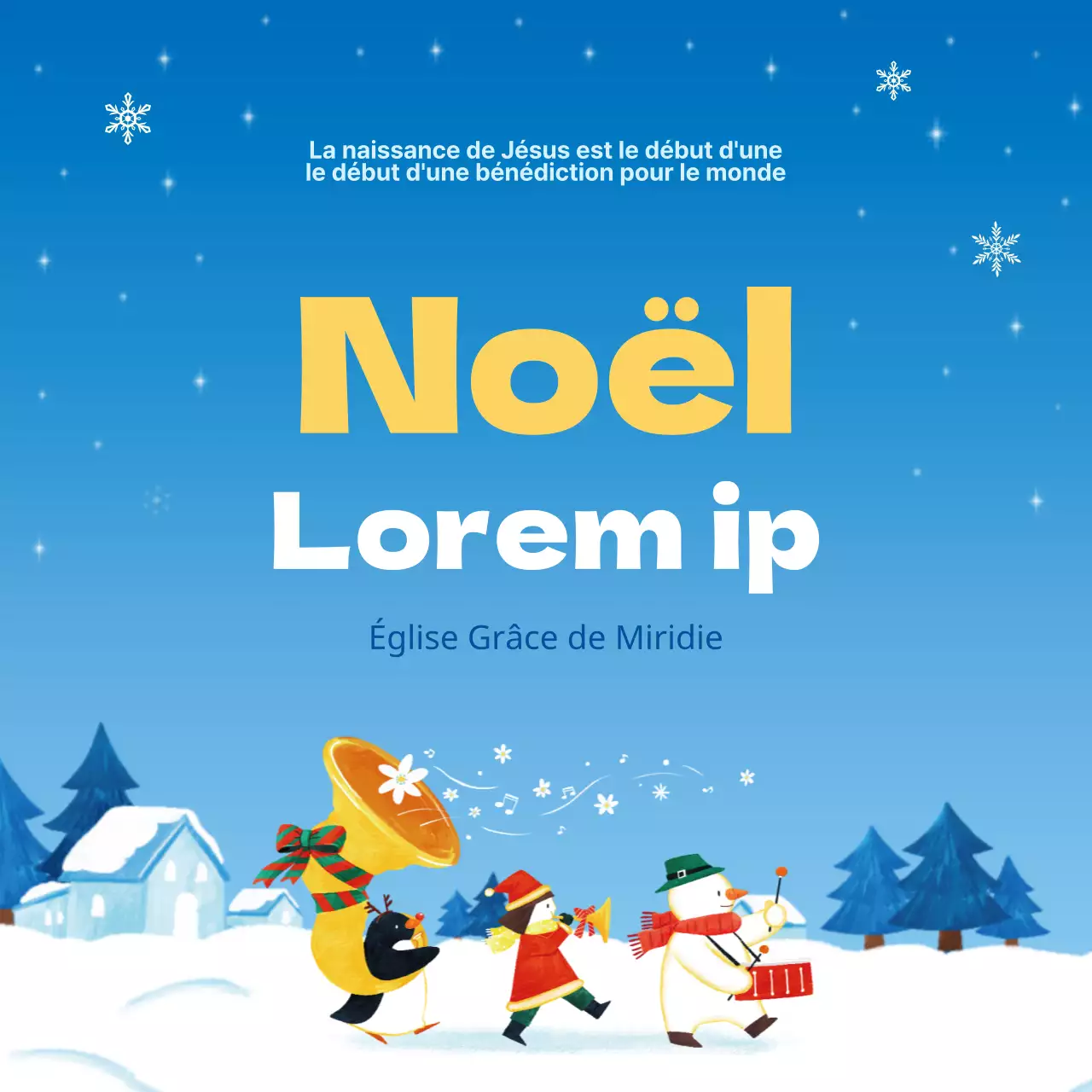 Carrés de Noël de l'école biblique de la neige bleu clair