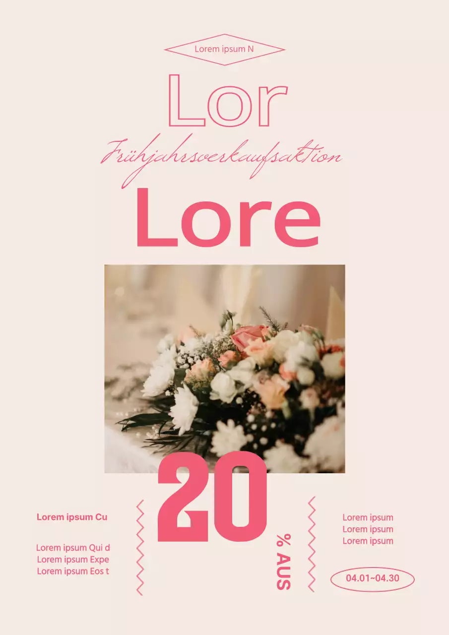 Rosafarbene Fotobeschriftung unterstreicht den Frühjahrsverkauf