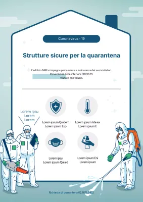 Segnaletica dell'impianto di quarantena a sfondo blu