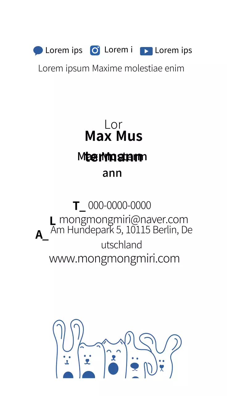 blaue Illustration einfaches Tier-Café