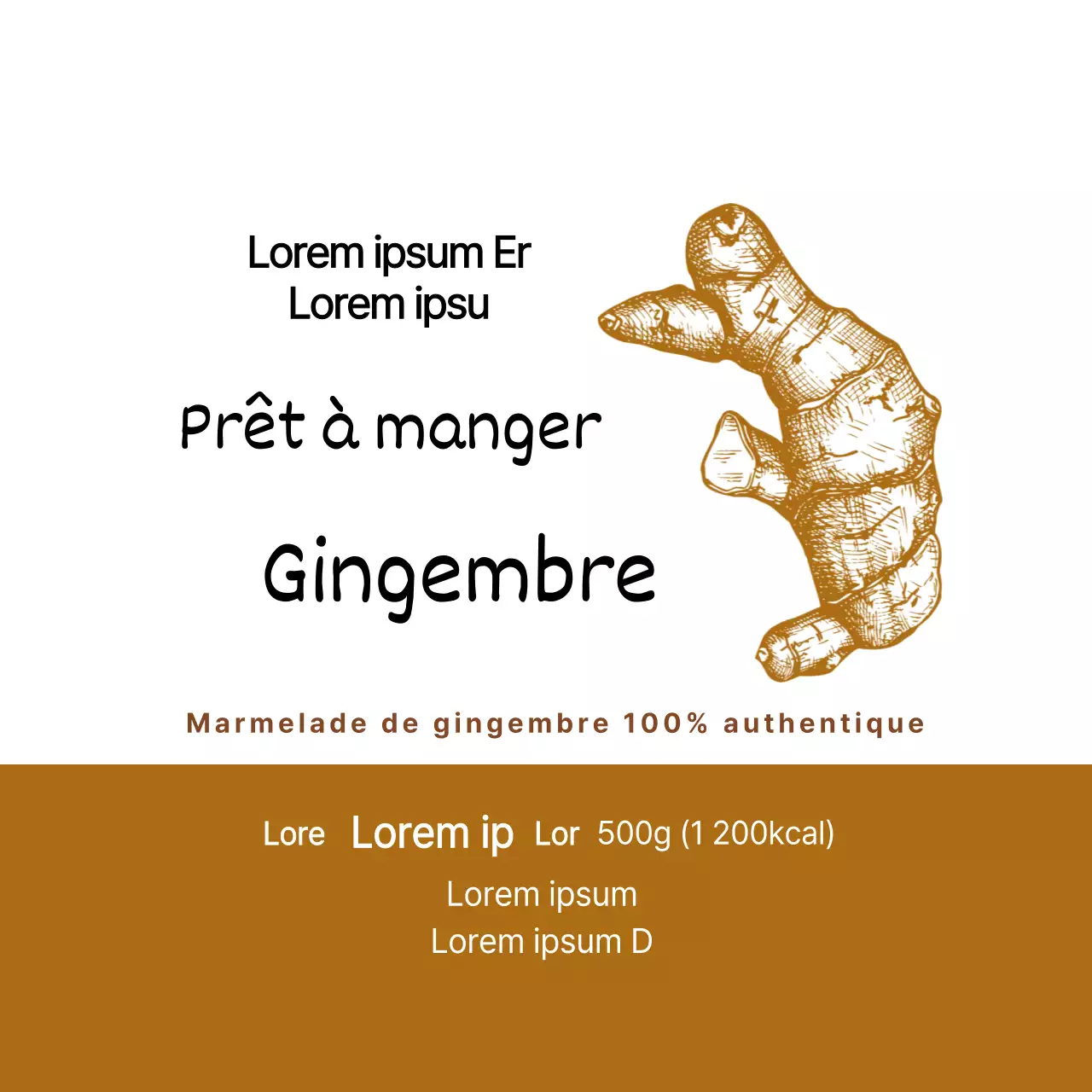 Illustration brune Étiquette de sauce au gingembre