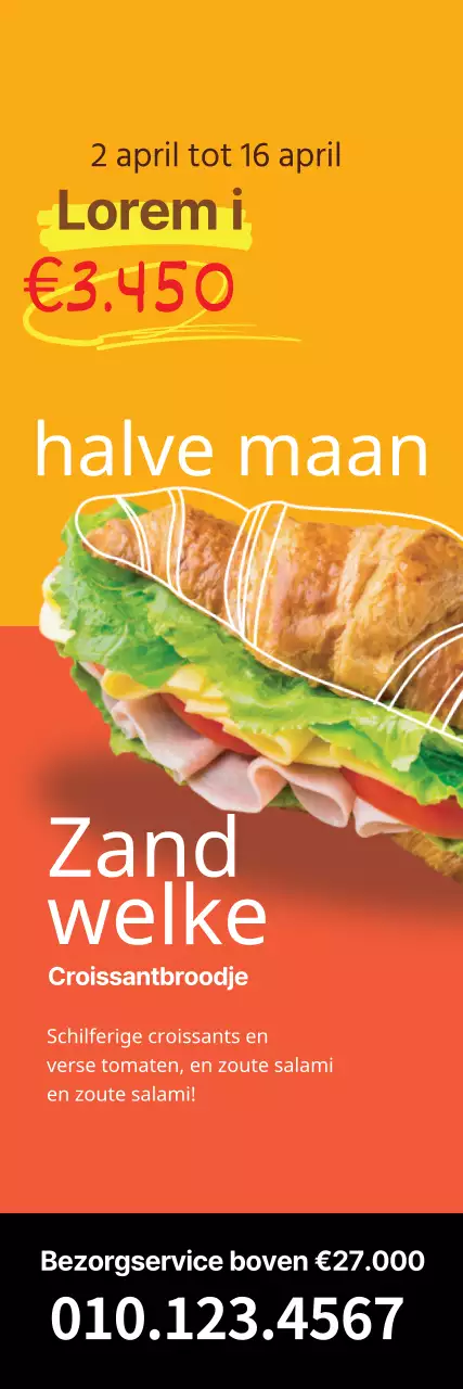 Geel-oranje foto markeren Net restaurant broodjesverkoop evenement