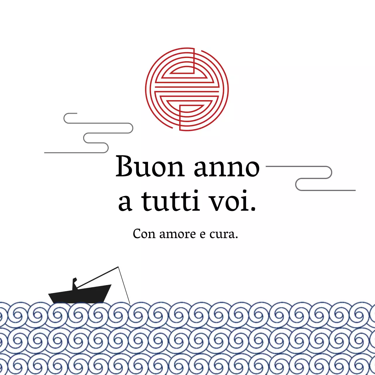 Illustrazione bianca dell'etichetta tradizionale di auguri per il nuovo anno