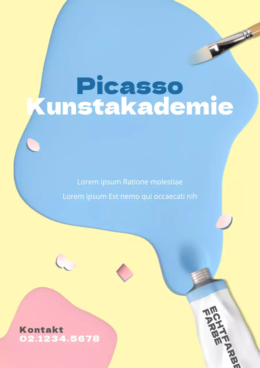 Niedlicher Kunstschul-Flyer in Gelb und Hellblau