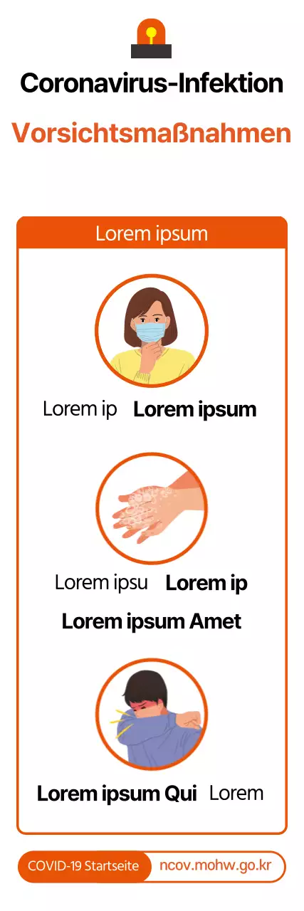Orange illustrierter Leitfaden für Coronavirus-Vorsorgemaßnahmen