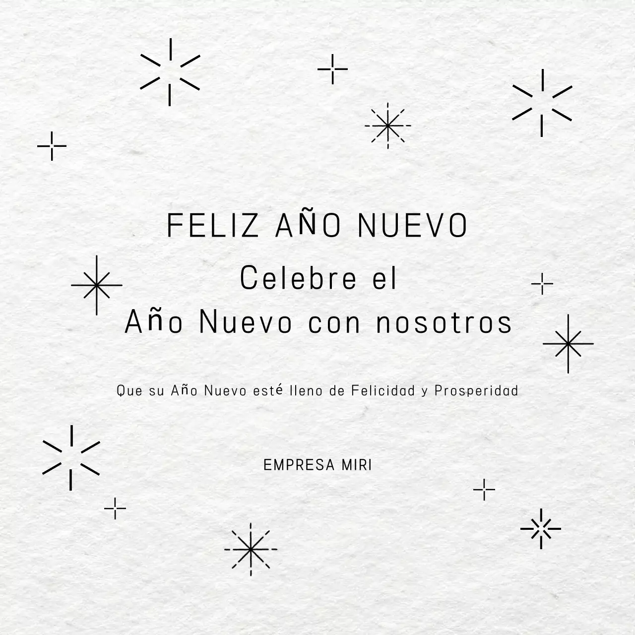 invitación blanca minimalista de año nuevo