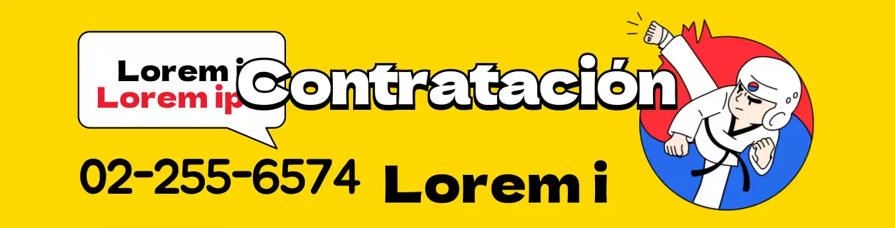 Ilustración amarilla para promocionar una escuela de taekwondo