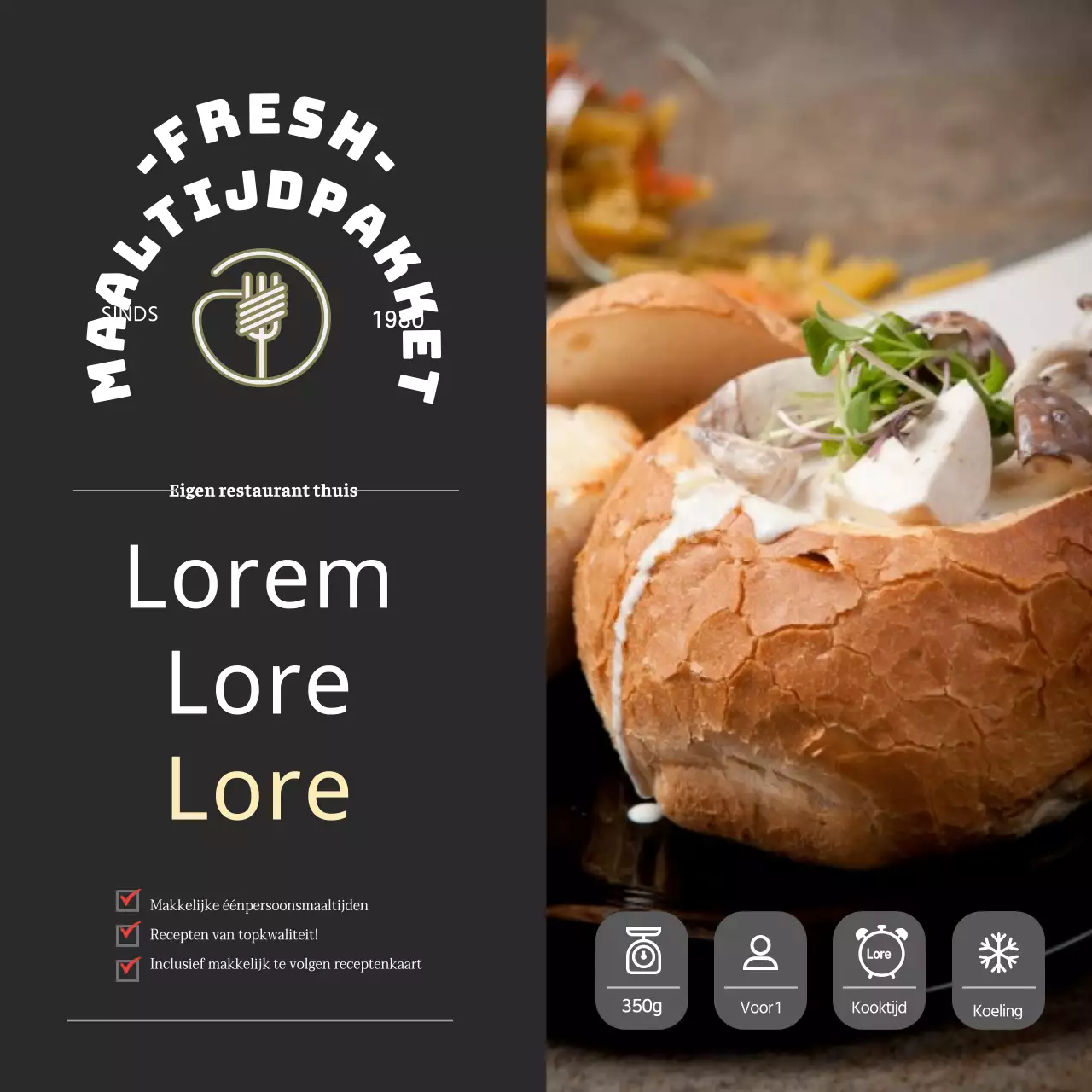 Zwarte Luxe Restaurant Pasta Maaltijd Kit Sticker