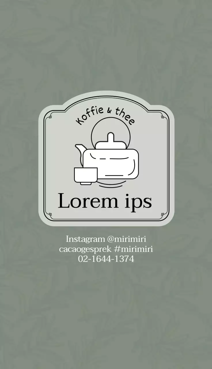 Groene grijze illustratie logo cafe thee visitekaartje