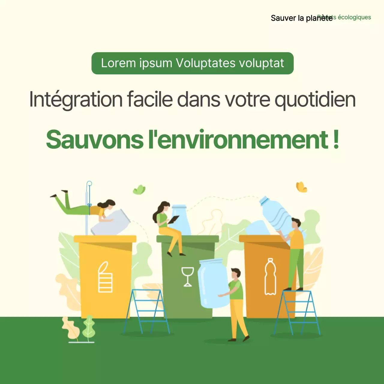Un simple post de campagne de recyclage vert et jaune