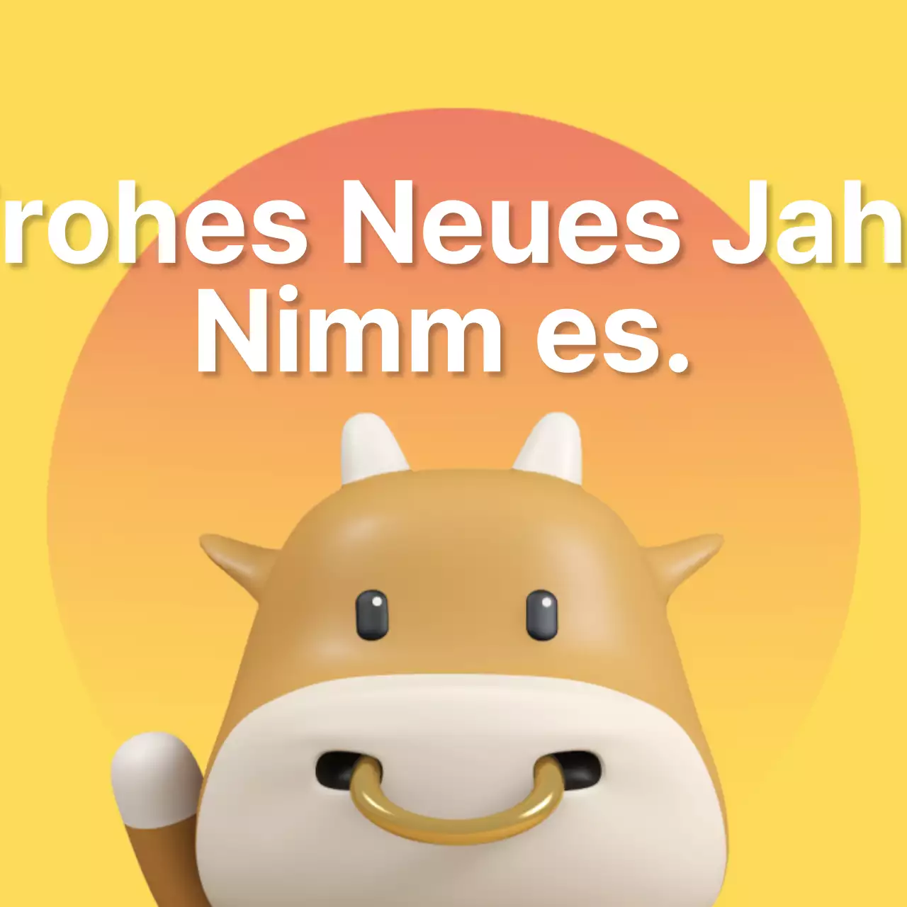 Niedliche und einfache Neujahrsgrüße in Gelb