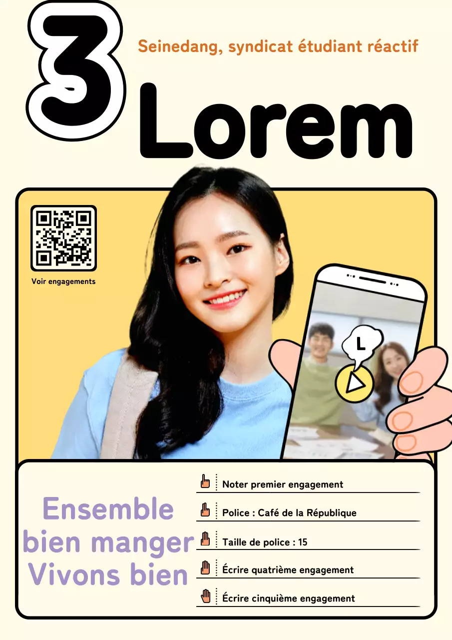 Elections étudiantes avec une mise en page épurée dans les tons beige et jaune