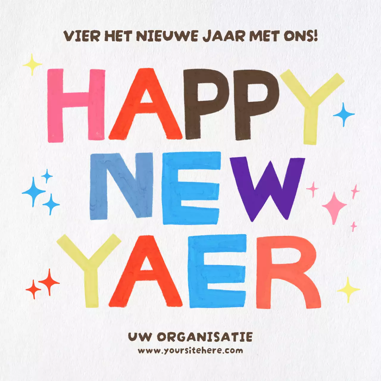 Kleurrijke speelse nieuwjaarsuitnodiging