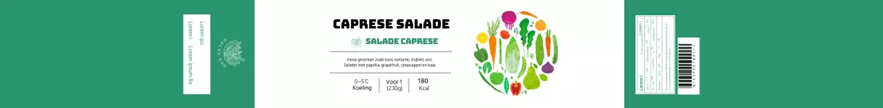 Wit groen geïllustreerd caprese salade label