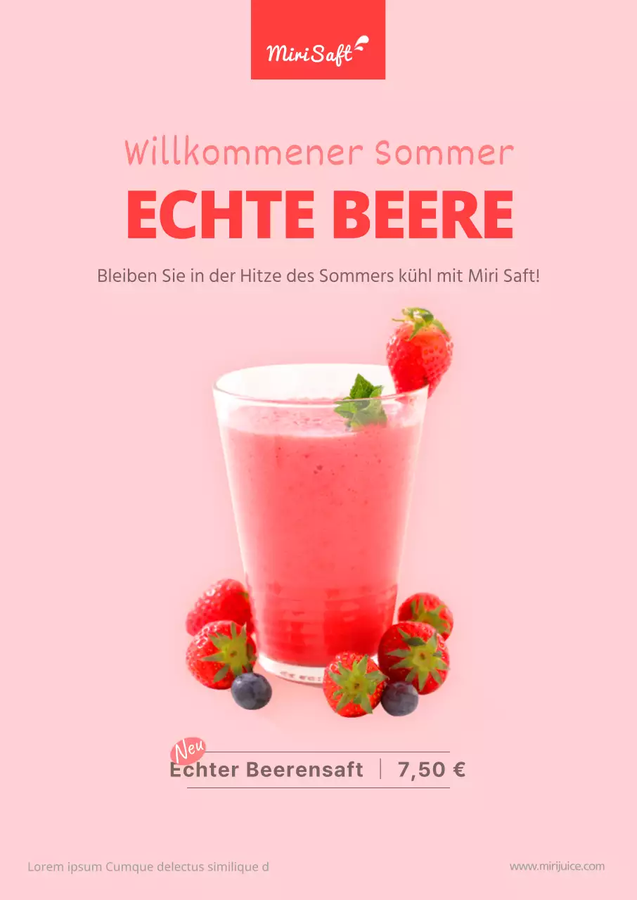 Rosa Sommer-Beerensaft-Poster