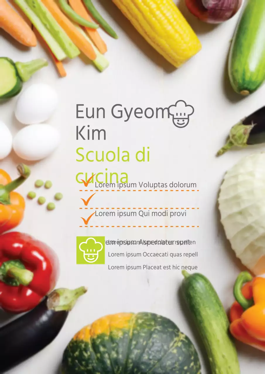 Promuovete i corsi di cucina con foto di ingredienti vegetali verdi e freschi.