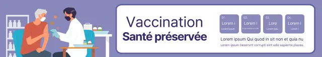 Promotion propre des vaccins avec des illustrations violettes