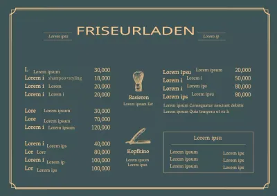 Grüne gelbe Illustration Vintage Schönheitssalon Menü