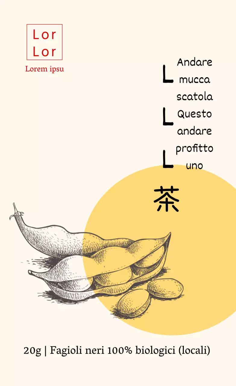 Disegno giallo Adesivo per il tè dei fagioli neri