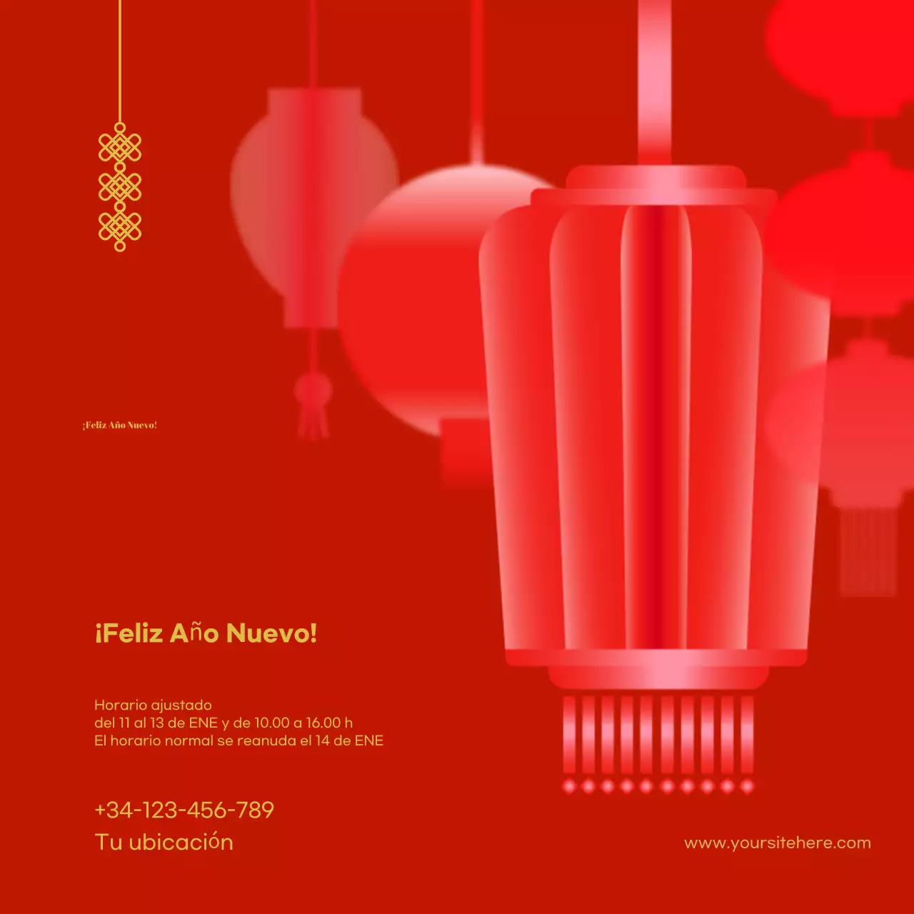 Anuncio rojo tradicional de Año Nuevo