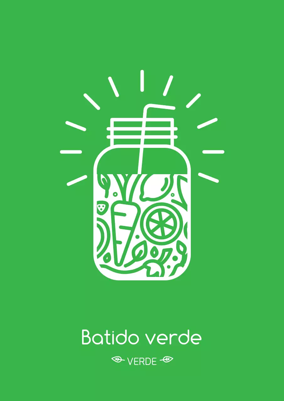 Menú de batido verde con verduras y frutas verdes e ilustración de Tumblr