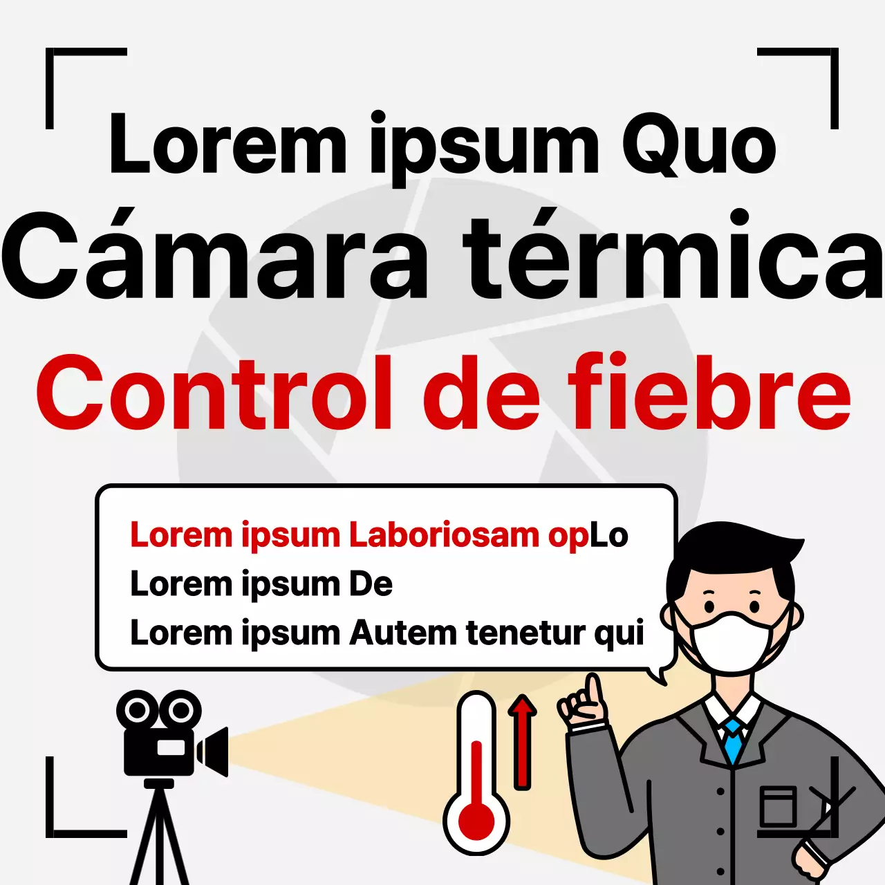 Black bold COVID-19 cámara térmica guía de comprobación de fiebre