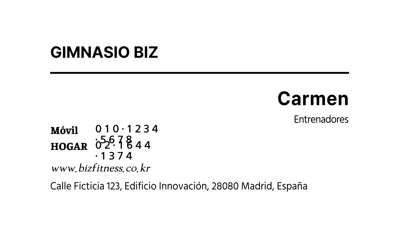 Tarjeta de visita de preparador físico