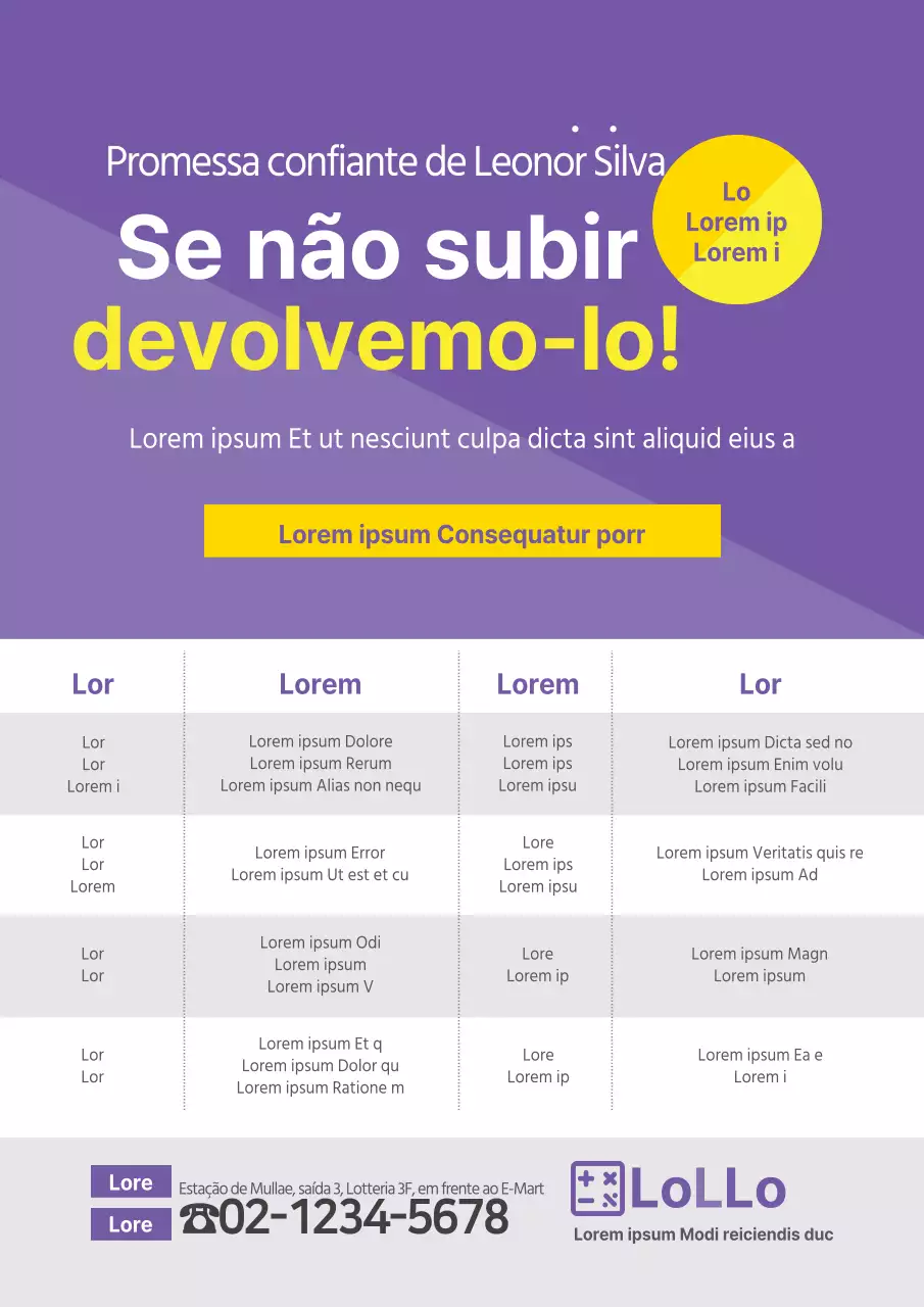 Uma simples peça promocional escolar roxa e amarela