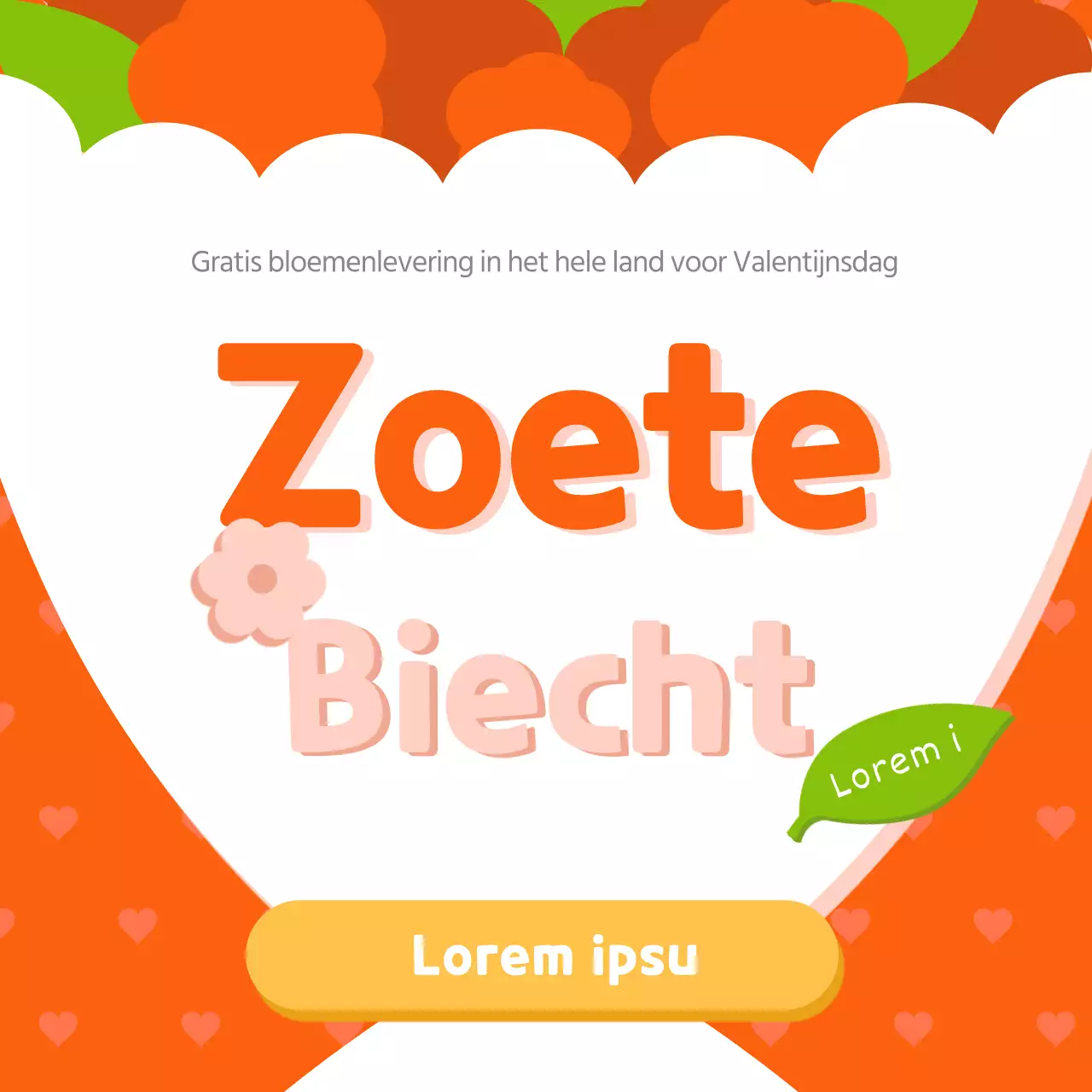 Illustratie van een schattig boeket rode bloemen voor een bloemenbestelling