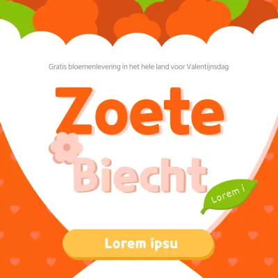 Illustratie van een schattig boeket rode bloemen voor een bloemenbestelling