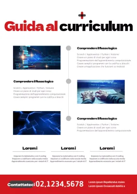 Semplice volantino rosso e bianco per una scuola di programmazione