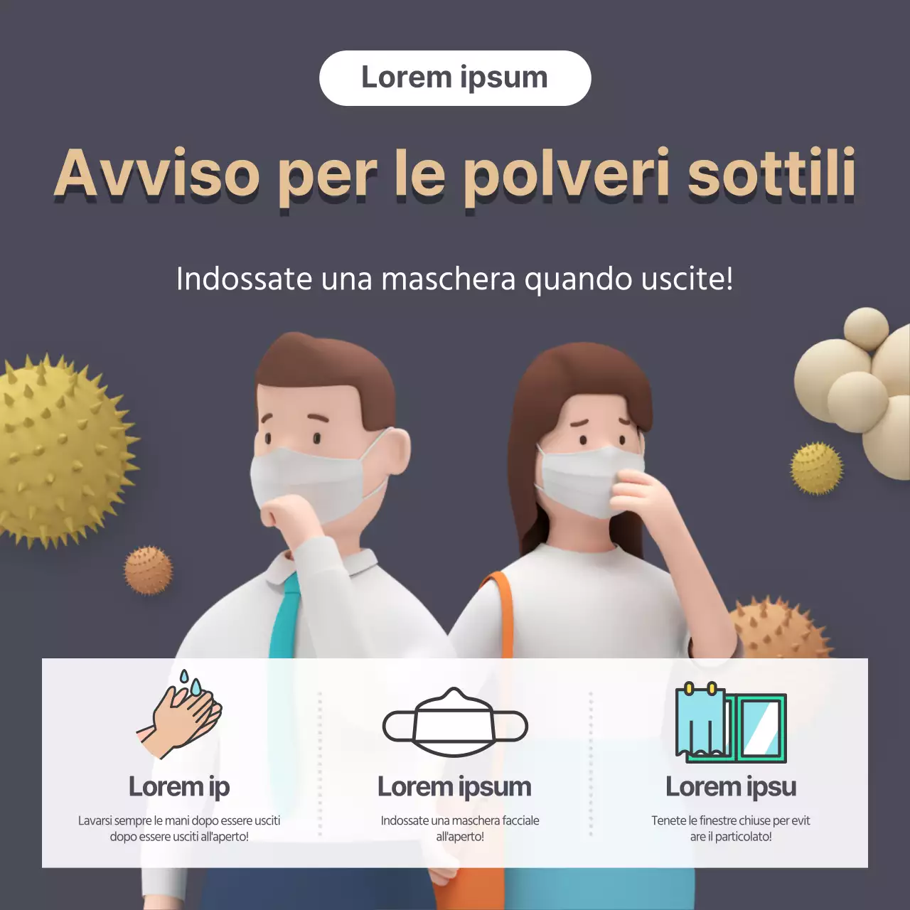 Attenzione al particolato 3D in beige e blu navy