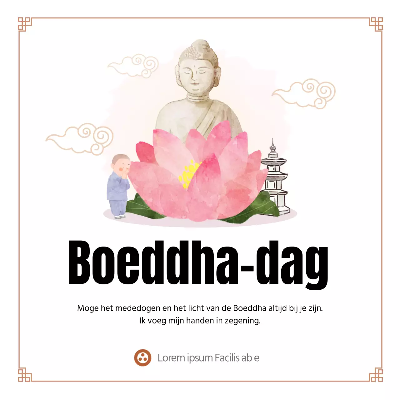 Strak gelijnde wensbanner voor Boeddha's verjaardag met een Boeddha-illustratie