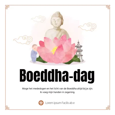 Strak gelijnde wensbanner voor Boeddha's verjaardag met een Boeddha-illustratie