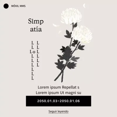 Banner de condolencias en blanco y negro con flores de crisantemo