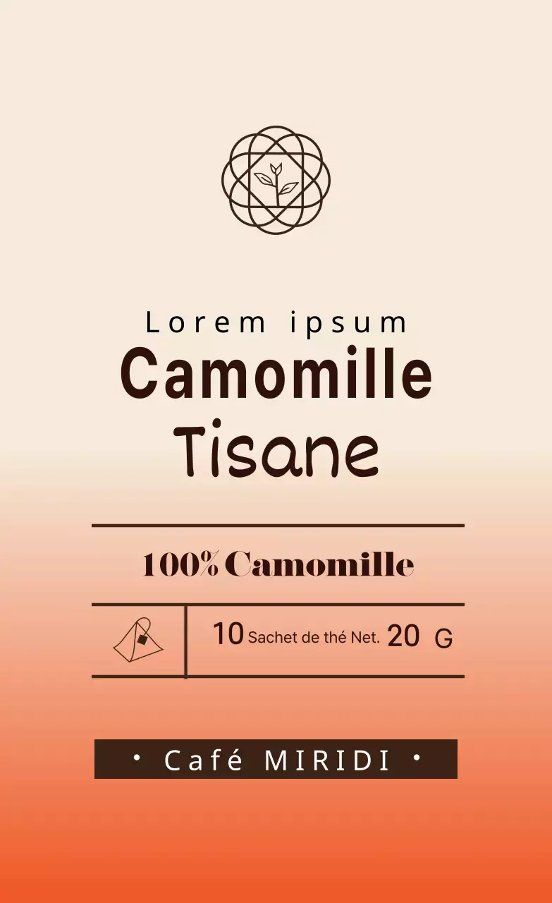 Étiquette rouge ivoire illustrée pour le thé à la camomille du café