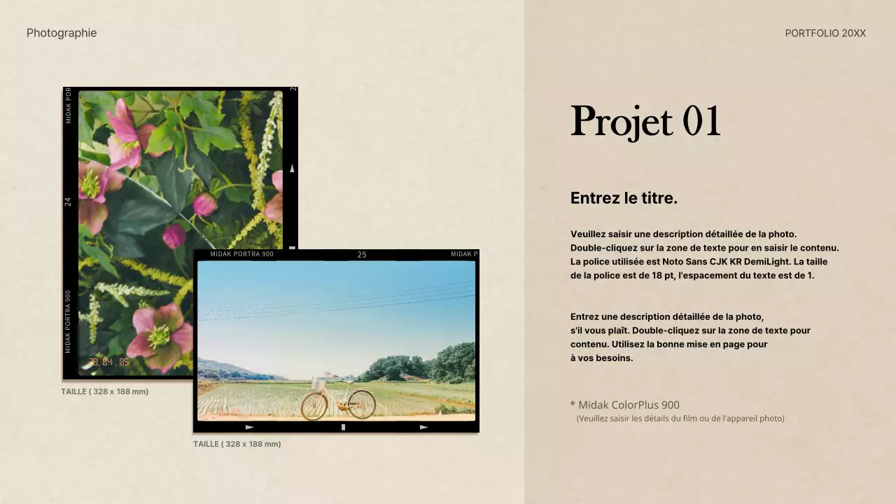 Portefeuille de concepts de caméras de film en beige